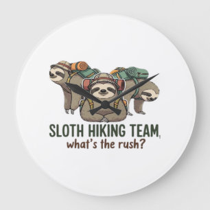 Funny Sloth Hiking Classic T-Shirt_5 Large Clock