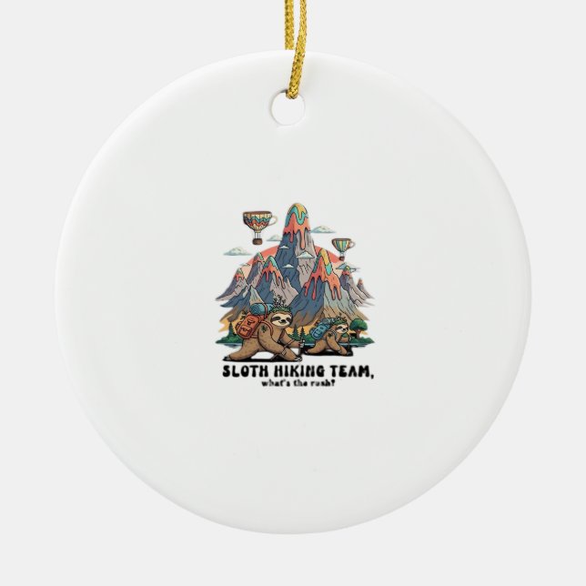 Funny Sloth Hiking Classic T-Shirt_7 Ceramic Tree Decoration (Front)
