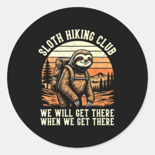Funny Sloth Hiking Club Outdoor Hiker Men Women Vi Classic Round Sticker