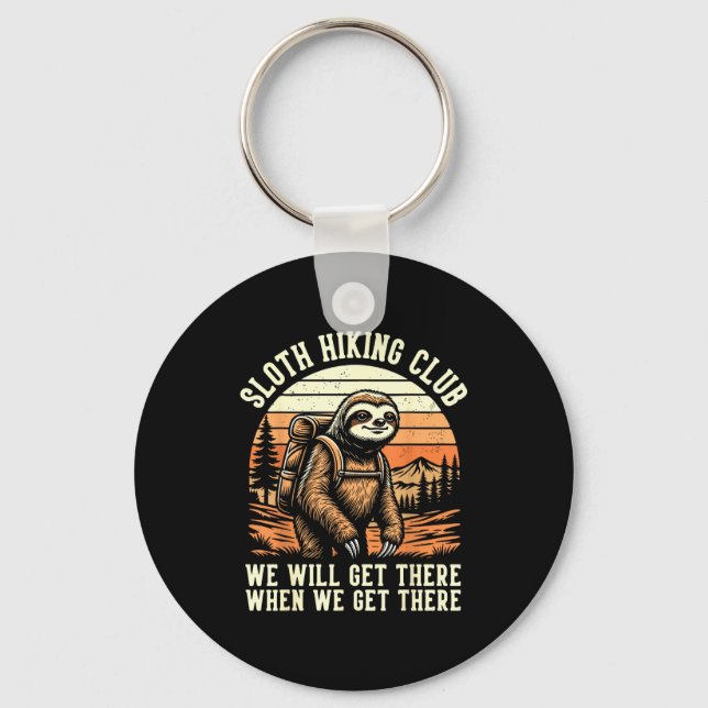 Funny Sloth Hiking Club Outdoor Hiker Men Women Vi Key Ring (Front)