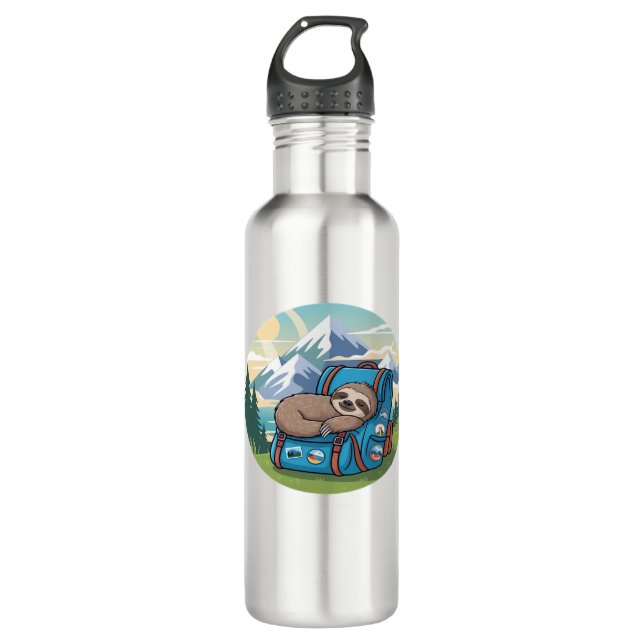 Funny Sloth Hiking Oversized T-Shirt 710 Ml Water Bottle (Front)