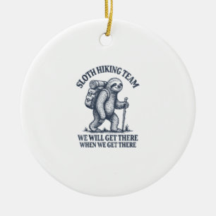 Funny Sloth Hiking T-Shirt_1 Ceramic Tree Decoration