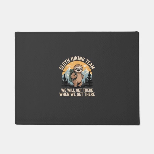 Funny Sloth Hiking T-Shirt_2 Doormat (Front)