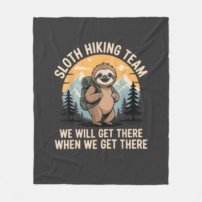 Funny Sloth Hiking T-Shirt_2 Fleece Blanket (Front)