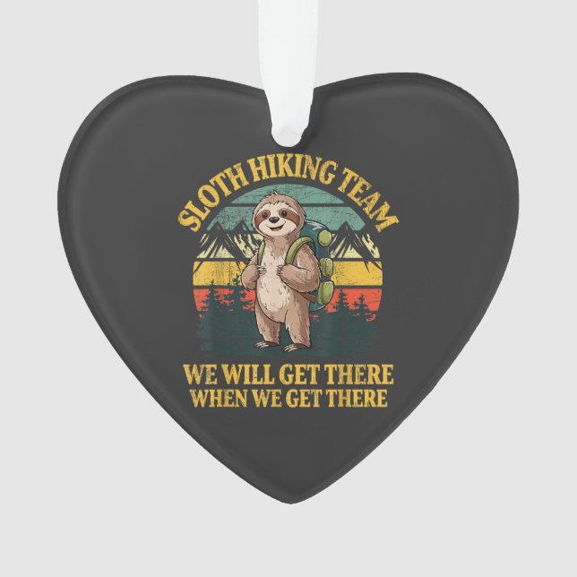 Funny Sloth Hiking T-Shirt Ornament (Front)