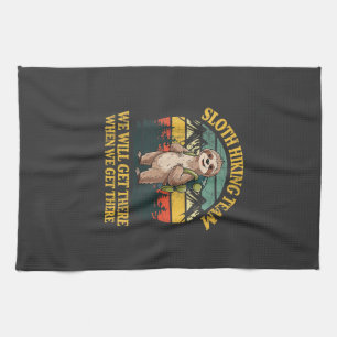 Funny Sloth Hiking T-Shirt Tea Towel