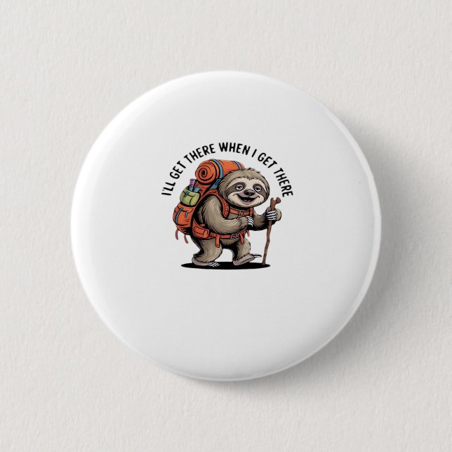 Funny Sloth Hiking Team - Slow and Steady Classic  6 Cm Round Badge (Front)