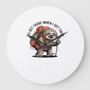 Funny Sloth Hiking Team - Slow and Steady Classic Large Clock