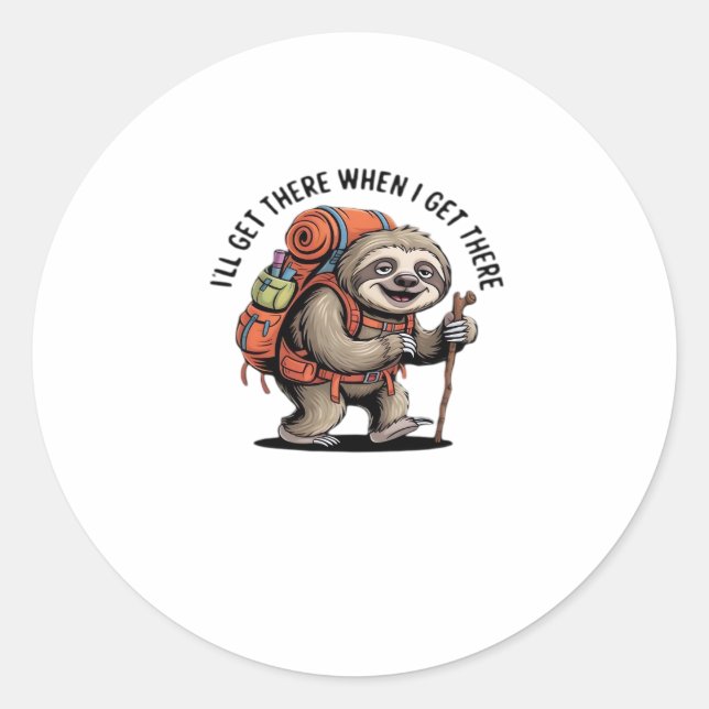 Funny Sloth Hiking Team - Slow and Steady Classic  Round Sticker (Front)