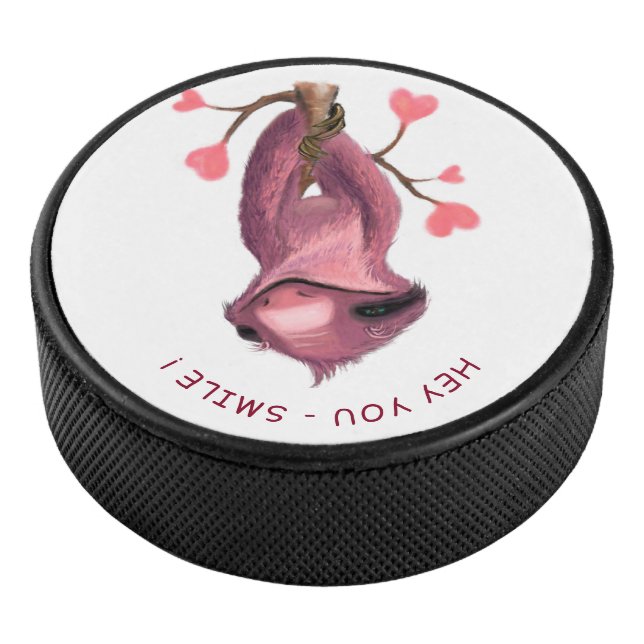 Funny Sloth Hockey Puck (3/4)