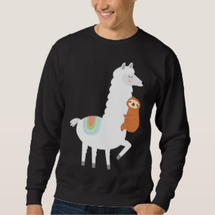 Funny Sloth Hugging Llama Alpaca Sweatshirt