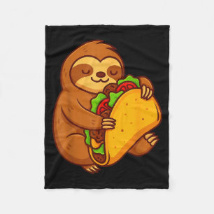Funny sloth hugging taco mexican food lover cinco fleece blanket