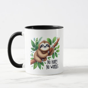 Funny sloth hurry worry word art mug