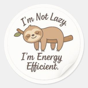 Funny Sloth “I’m Energy Efficient” Sticker