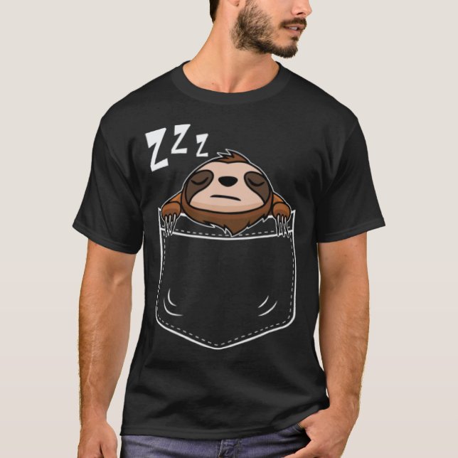 Funny sloth in chest pocket T-Shirt (Front)