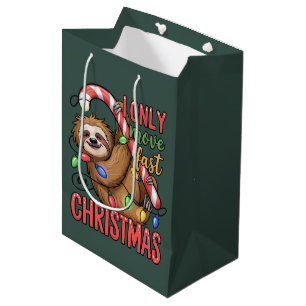 Funny Sloth Lover Christmas Cute Animal Xmas Medium Gift Bag