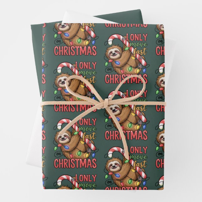 Funny Sloth Lover Christmas Cute Animal Xmas  Wrapping Paper Sheet (In situ)