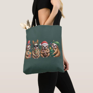 Funny Sloth Lover Christmas Lights Merry Slothmas  Tote Bag