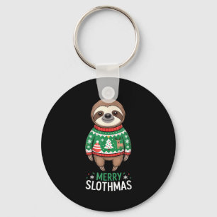Funny Sloth Lover Christmas Merry Slothmas Ugly Ho Key Ring