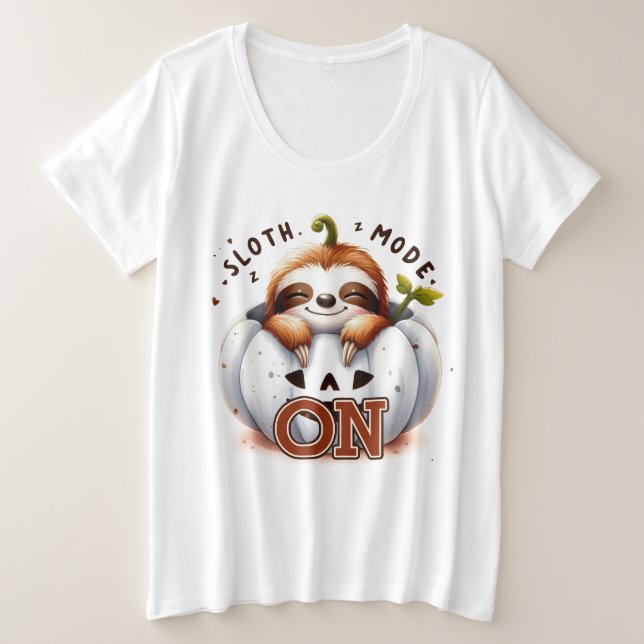 Funny sloth lovers Fall word art  Plus Size T-Shirt (Design Front)