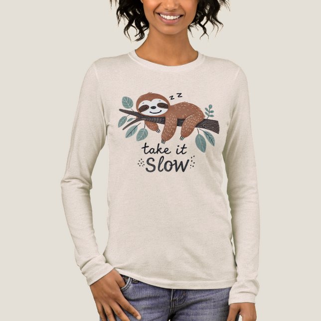 Funny sloth lovers word art  Tri-Blend shirt (Front)