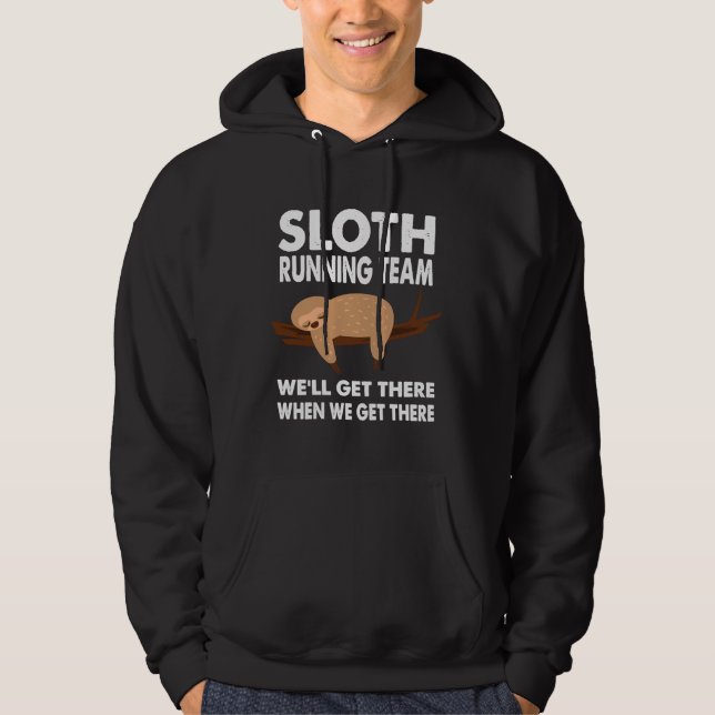 Funny Sloth Men Women Kids Funny Sloth Running Tea Hoodie (Front)