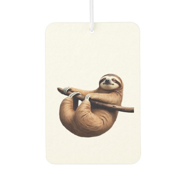 Funny Sloth on a Tree � Just Make It to Friday Cla Car Air Freshener (Front)