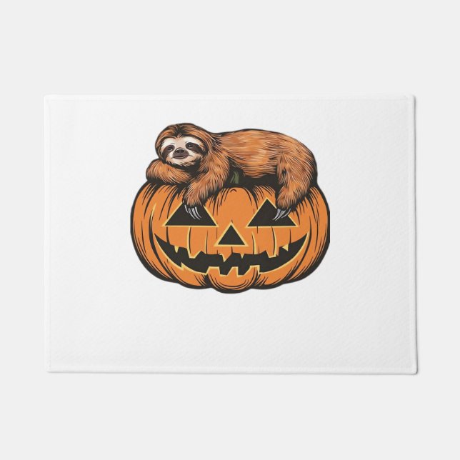 Funny Sloth on Halloween Pumpkin Essential T-Shirt Doormat (Front)