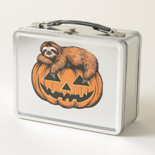 Funny Sloth on Halloween Pumpkin Essential T-Shirt Metal Lunch Box