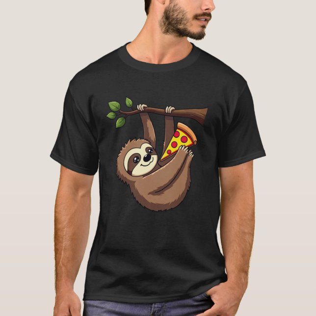 Funny Sloth Pizza Tee - Sloth Lover Gift (Front)