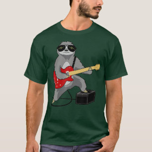 Funny Sloth Playing Guitar Rocker Heavy Metal Slow T-Shirt