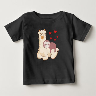 Funny Sloth Riding Llama Shirt funny Alpaca Hearts