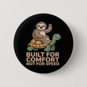 Funny Sloth Riding Turtle 6 Cm Round Badge