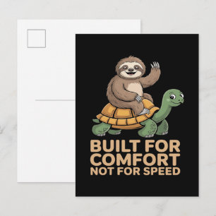 Funny Sloth Riding Turtle Announcement Postcard