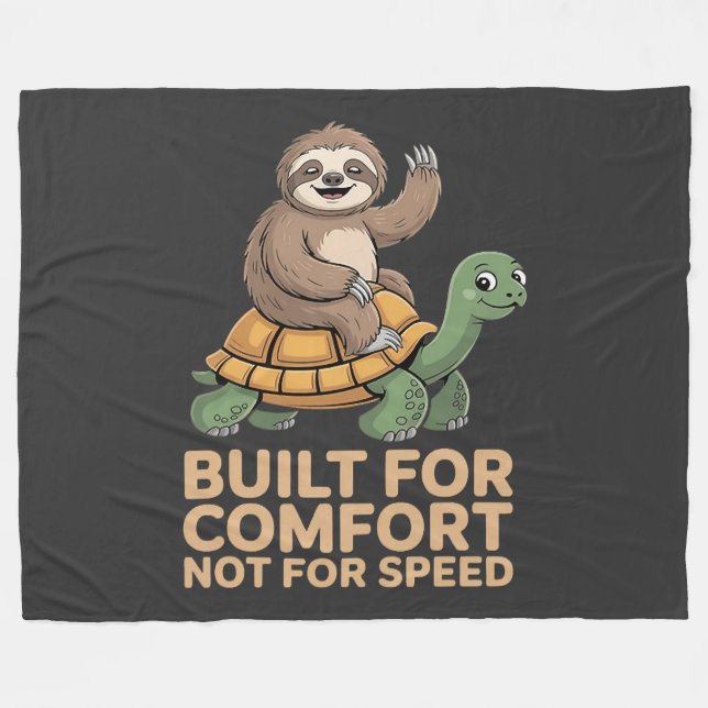 Funny Sloth Riding Turtle Fleece Blanket (Front (Horizontal))