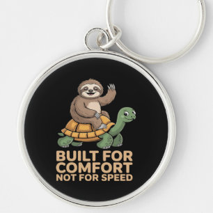 Funny Sloth Riding Turtle Key Ring