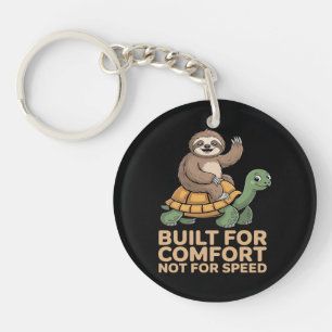 Funny Sloth Riding Turtle Key Ring