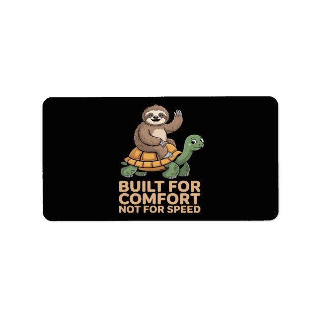 Funny Sloth Riding Turtle Label (Front)