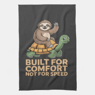 Funny Sloth Riding Turtle Tea Towel