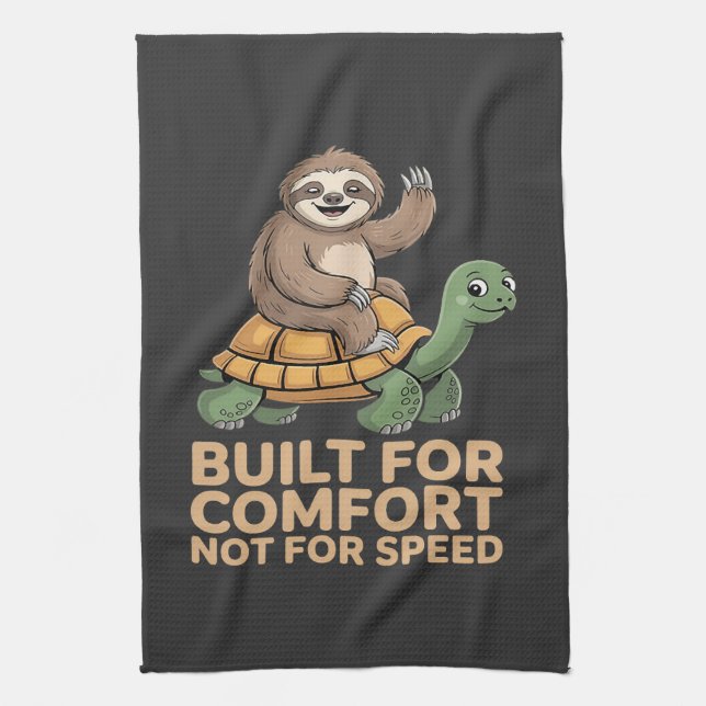 Funny Sloth Riding Turtle Tea Towel (Vertical)