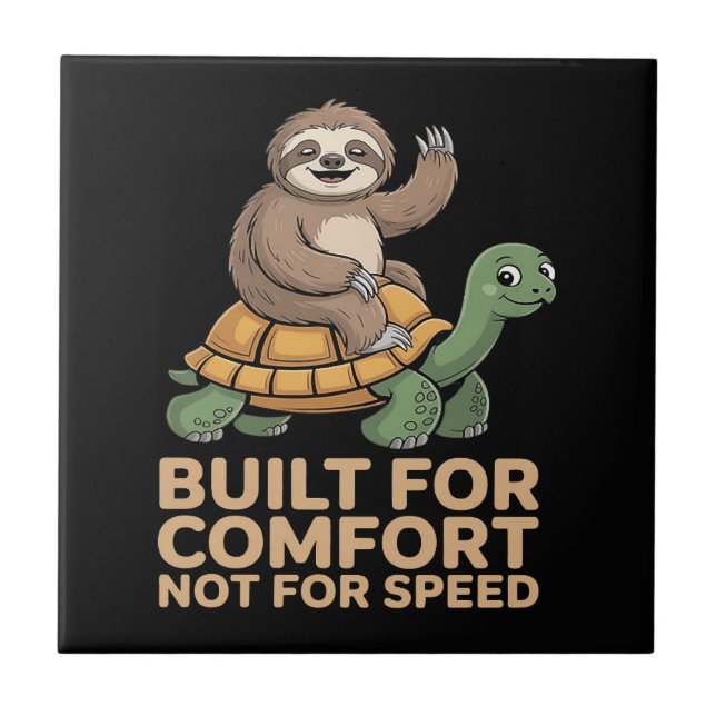 Funny Sloth Riding Turtle Tile (Front)