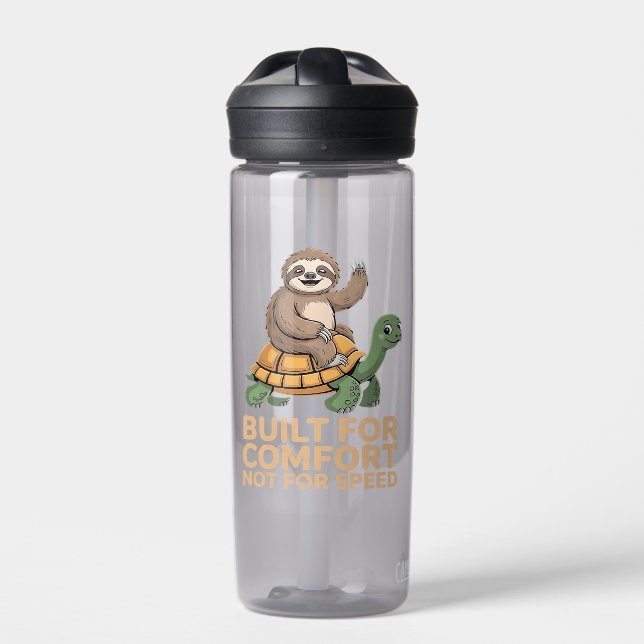Funny Sloth Riding Turtle Water Bottle (Front)