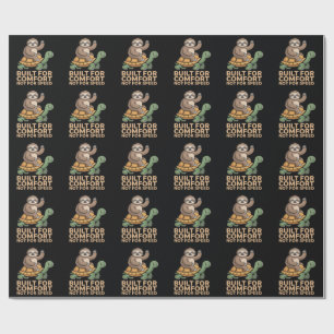 Funny Sloth Riding Turtle Wrapping Paper