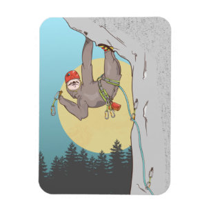Funny sloth rock climbing magnet