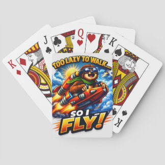 Funny Sloth Rocket Meme, Too Lazy to Walk So I Fly Playing Cards