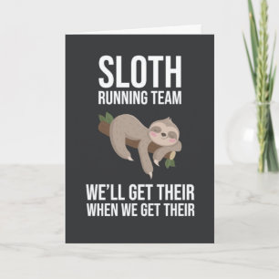 Funny Sloth Running Team Cards Humor Animals