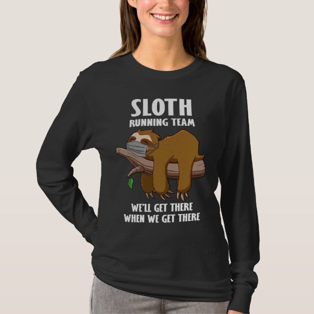 Funny Sloth Running Team Face Mask T-Shirt (Front)