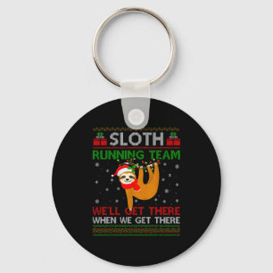 Funny Sloth Running Team Xmas Lights Ugly Sloth Ch Key Ring