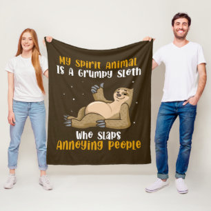 Funny sloth sarcasm word art fleece blanket