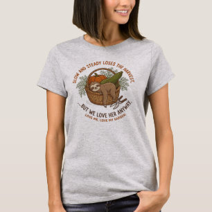 Funny Sloth Slow Gardening Harvest Basket Humour T-Shirt